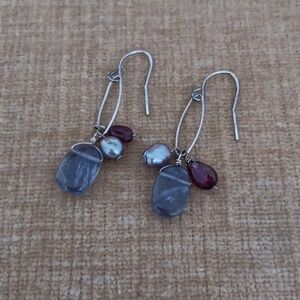 Silver Tone Simply Beaded Dangle Earrings